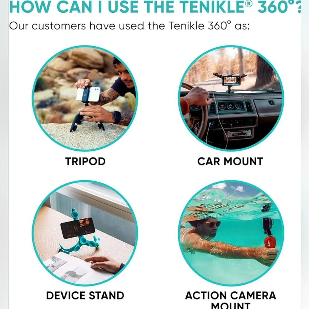 Black Tenikle® - Flexible Tentacle Tripod for Mobile Phone & Action Camera GoPro